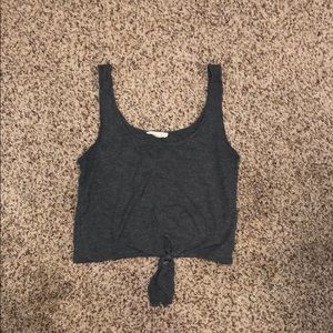 Grey Cropped Tie Tank-Top